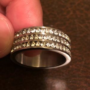 White Austrian Crystal Men's Ring